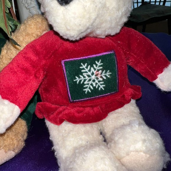 VTG📌Hallmark Christmas Kissing Mistletoe Teddy Bears Plush Animals Love & Kiss - Picture 5 of 14